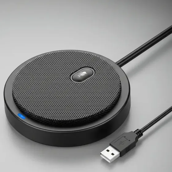 Microfone De Mesa Omnidirecional Com Mudo Usb - Home Office Preto