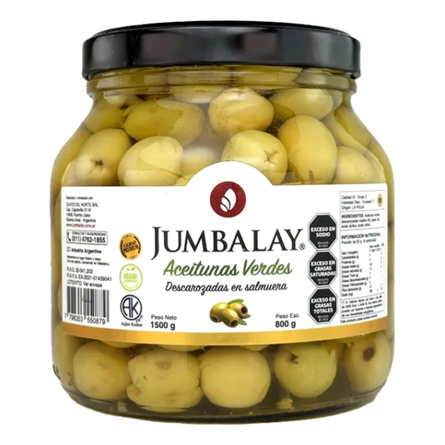 Aceitunas Jumbalay Verdes Descarozadas N0 X 1500gr Neto