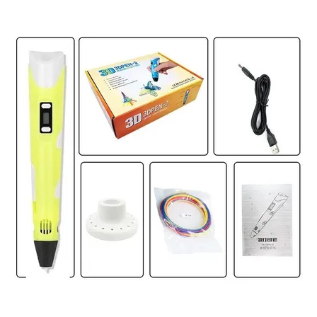 Bolígrafo Lapiz Impresora 3d Con Pantalla + Insumos Color Amarillo