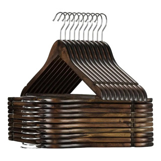 100 Ganchos De Madera Basico Plano Con Barra Pantalon Cafe 100 Ganchos De Madera Basico Plano Con Barra Pantalon Cafe