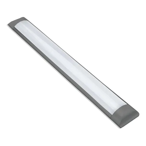 Kit 2 Luminária Led Preta Sobrepor 60cm 127/220V Completa 18w Estrutura Preto Luz 6500k Branco Frio