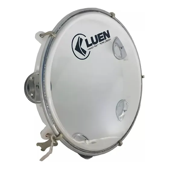 Pandeiro 8 Polegada Luen Abs Branco Pele Cristal
