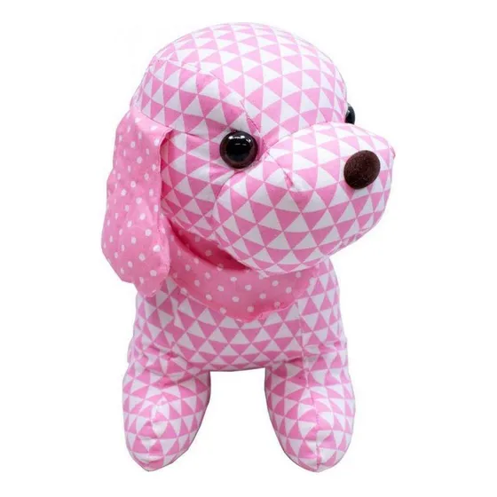 Pelúcia Cachorro De Pano Trinâgulo Rosa 29cm