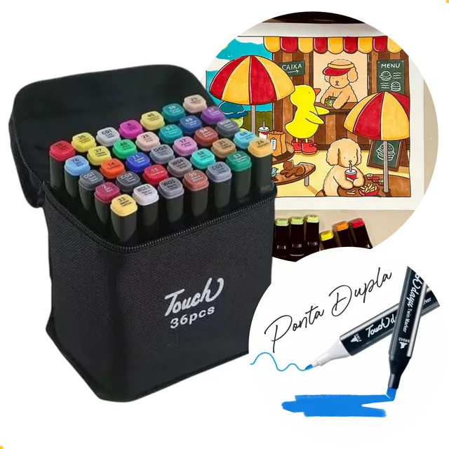 Kit Caneta Touch Permanente Canetinhas Conjunto 36 Cores