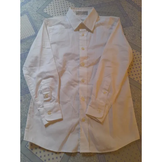 Camisa Blanca Manga Larga Algodón Para Niño Talla 16