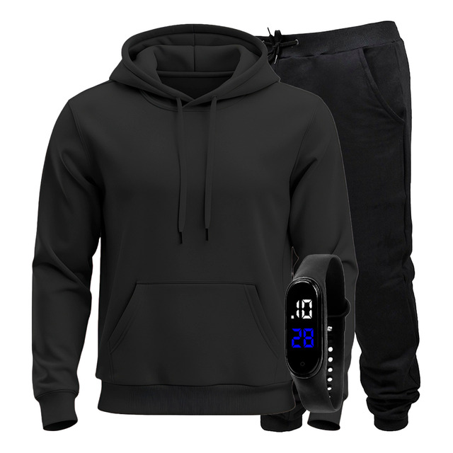 Blusa Moletom De Frio Casaco + Calça Abrigo + Relógio Digita Blusa Moletom De Frio Casaco + Calça Abrigo + Relógio Digita