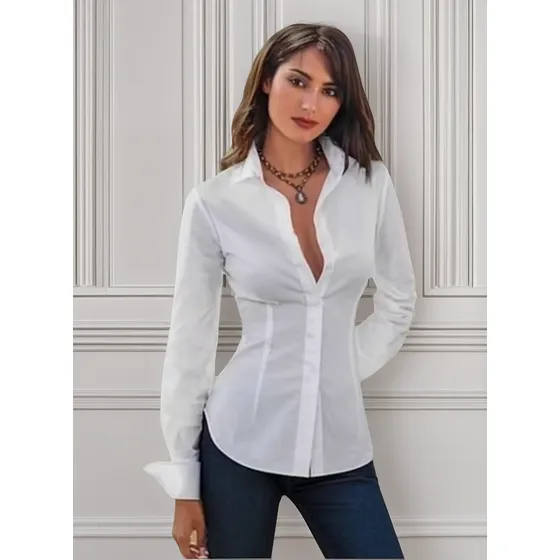 Camisa Mujer Pinzada Elastizada Escolar/oficina- Suery