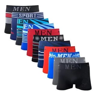 Kit 10 Cuecas Boxer Em Microfibra Adulto Premium Kit 10 Cuecas Boxer Em Microfibra Adulto Premium