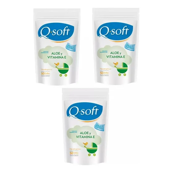 Toallitas Húmedas Q-soft Aloe Vera 50 U X3