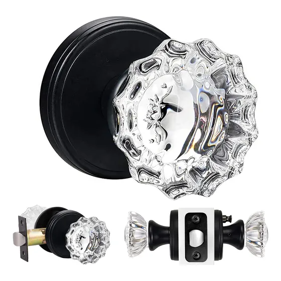 Handl Pomo Puerta Cristal Vintage Para Interior Transparente