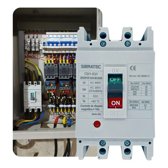 Disjuntor Caixa Moldada 63a 70a 80a 90a 100a 125a Tripolar 