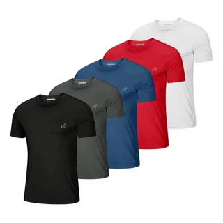 Kit 5 Camisetas Parvori Dry Fit Academia Esportes - Slim Fit Kit 5 Camisetas Parvori Dry Fit Academia Esportes - Slim Fit