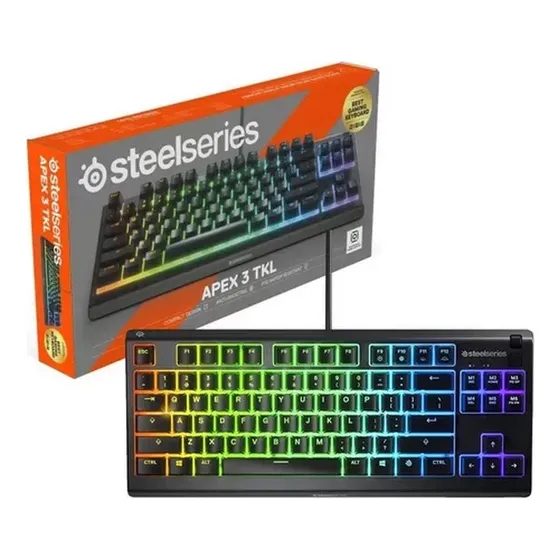 Teclado Gamer Steelseries Apex 3 Tkl Rgb Ip32 Resistent Agua