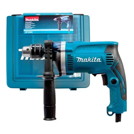 Taladro Percutor Makita Hp1630k 13mm 710w Con Maleta Color Turquesa