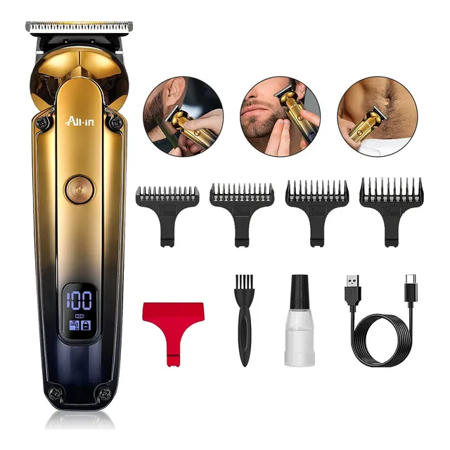 All-in® Maquina Para Cortar Cabello Cortadora Pelo Barba Profesional Inalambrica Trimmer Rasuradora Alta Potencia Perfiladora Impermeable Regalo B-0761GD