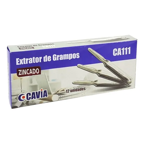 Cx De Extrator De Grampo Metal Tipo Espátula C/12un Cor Inox