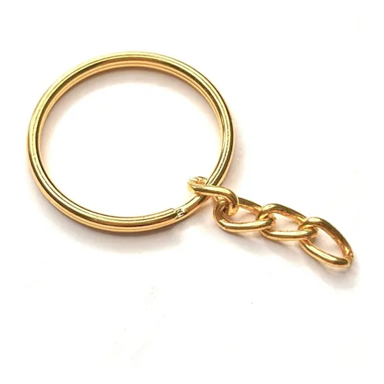 Acessórios de joias binbin 100 Pçs Argolas Para Chaveiro C/ Corrente - 25mm Dourado
