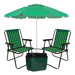 2 Cadeira De Praia Xadrez+ Cooler 34 L+ Guarda Sol 2 M Bagum 2 Cadeira De Praia Xadrez+ Cooler 34 L+ Guarda Sol 2 M Bagum