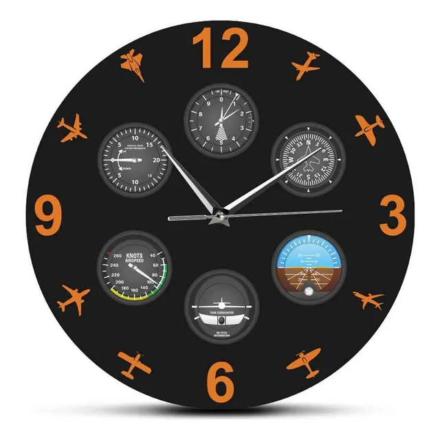 Instrumento Vuelo Avion Reloj Pared Silencioso Aviacion