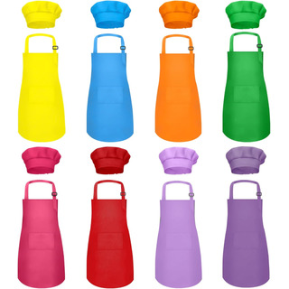 Conjunto De Delantal Y Gorro De Cocinero Para Niños, Babero Conjunto De Delantal Y Gorro De Cocinero Para Niños, Babero