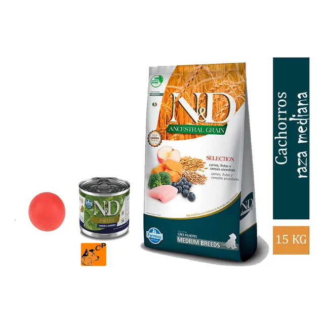 Ración N&d Ancestral Grain Perro Cachorro Raza Mediana 15 Kg