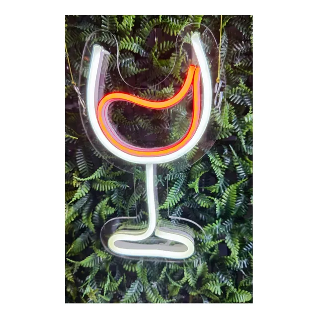 Placa Luminoso Taça Neon Led Bar Adega Festa Luz Bebida