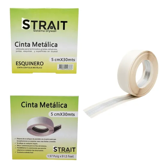 Cinta Metálica Strait 5cm X 30m Refuerzo Esquinas Drywall