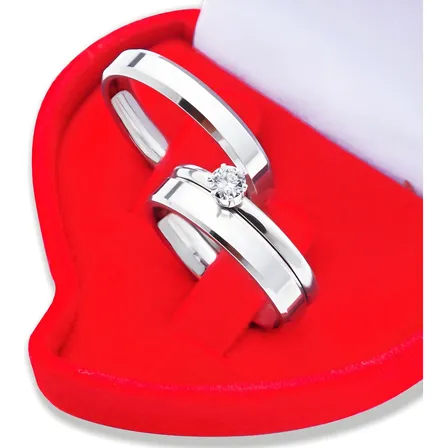 Par Aliança De Namoro Prata 4mm Chanfrada Anatômica + Anel