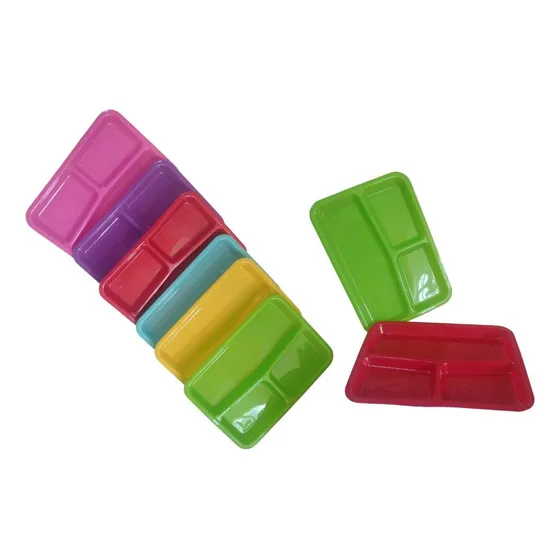 20 Platos Con 3 Divisiones  No Desechables  Plastico