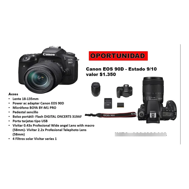 Canon Eos 90d Dslr Color Negro