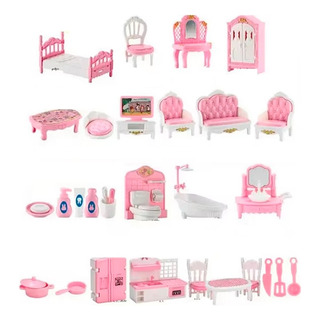 4 Sets Muebles Rosa Miniatura Casa Muñecas Ternurines 30 Pza 4 Sets Muebles Rosa Miniatura Casa Muñecas Ternurines 30 Pza