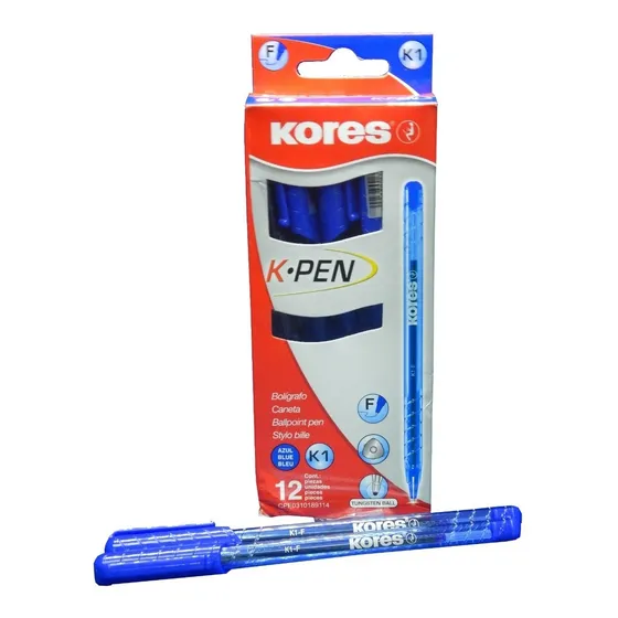 Lapiceros Bolígrafos  Kores 3 Cajas De 12 Unid Azul Con Iva