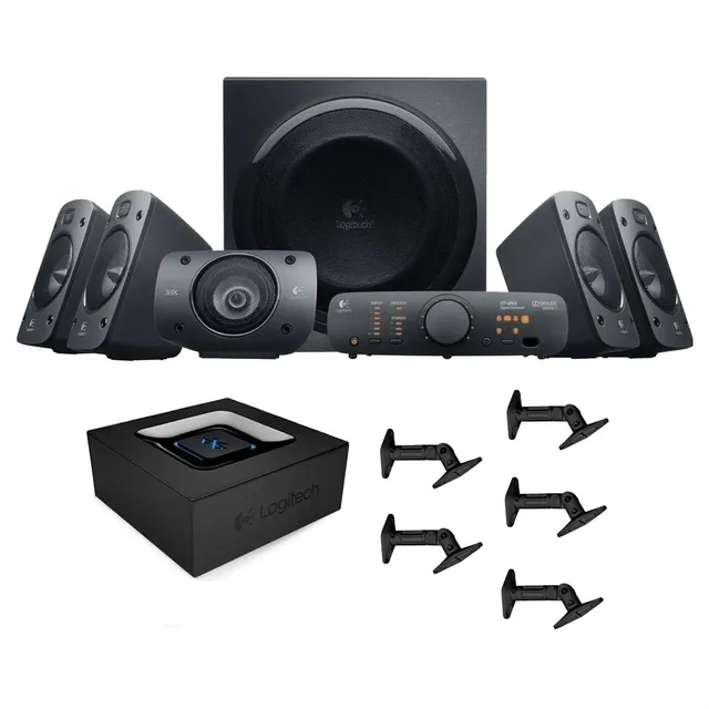 Logitech Combo: Altavoces Z906 + Adaptador Bluetooth + Bases Color Negro/Gris 110V