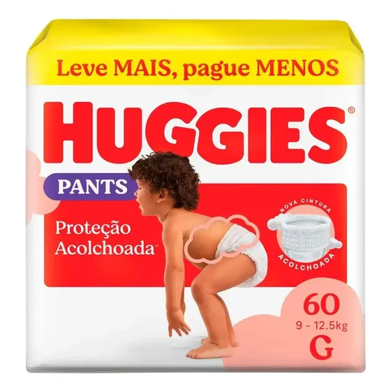 Huggies Fralda Pants Roupinha Proteção Acolchoada G - 60 Un