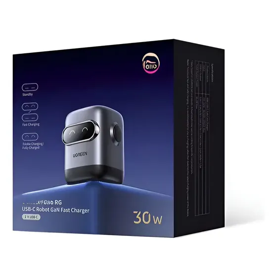 Cargador De Carga Rápida De 30w Gan Tipo Robot ( Cubo) Gris | Cuotas sin interés