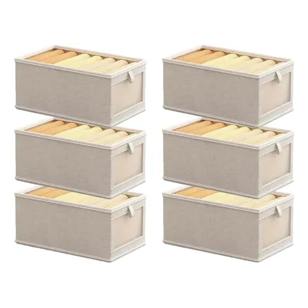 Paquete De 6 Organizadores De Lino Y Almacenamiento Plegables Para Ropa, Caja Plegable Con Cestas De Almacenamiento Para Ventana, Para Clóset, Ropa, Jeans, Juguetes, Organización