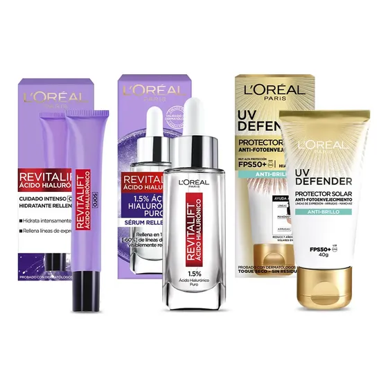 Kit L'oréal Paris Uv Defender +sérum + Crema De Ojos
