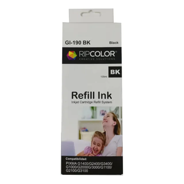 Tinta Ripcolor Compatible Canon Negro Gi-190bk