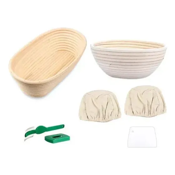6 Peças De Cesta De Pão À Prova De Banneton Com Forro Removí