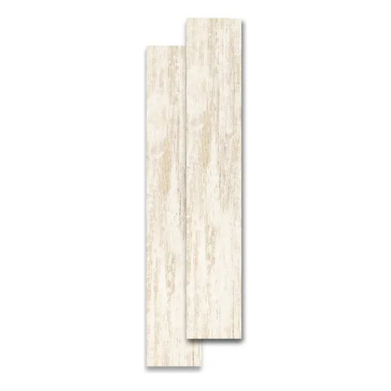 Piso Porcelanico Simil Madera Retro Claro Blanco 15x90 Cm