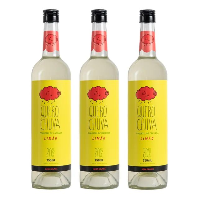 Cachaça Quero Chuva Aperitivo Sabor Limão 3 X 750ml
