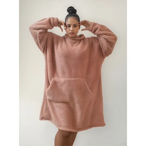 Maxi Buzo Manta Canguro Capucha Oversize Peluche Corderito