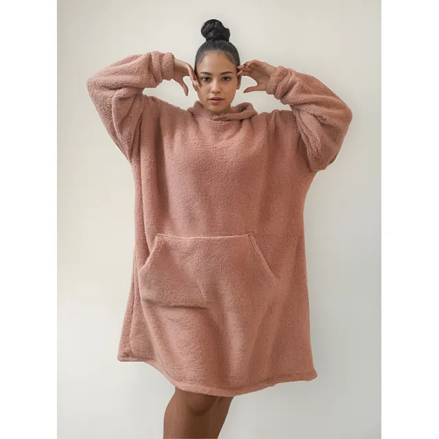 Maxi Buzo Manta Canguro Capucha Oversize Peluche Corderito