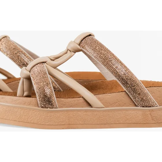 Sandalias Con Tiras Y Strass Negra  Like Heyas