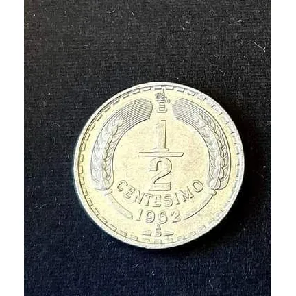 Moneda Chile 1/2 Centesimo De Escudo 1962 Aluminio 