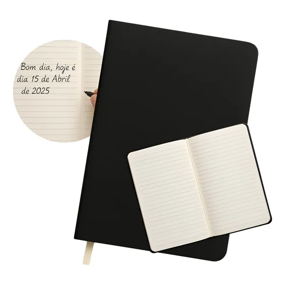 Caderneta Anotação Tipo Moleskine Executiva Capa Dura Couro