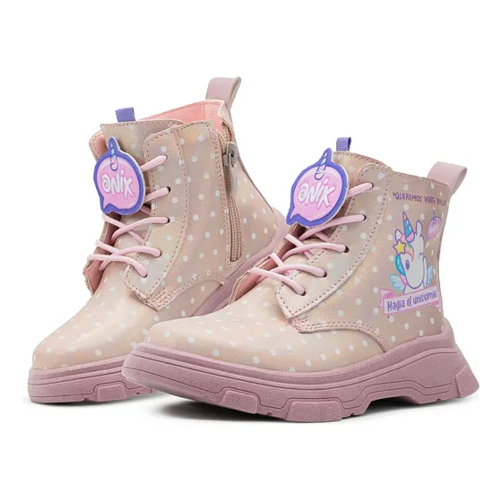 Bota Botín Tropicana Unicornio Moda Onix Niña Rosa 15-21