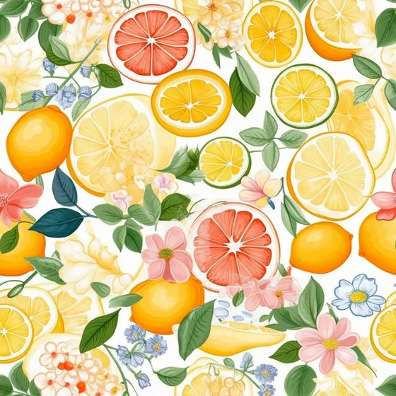 Papel Tapiz Bohemio Moderno Verano Flor Citrica Limon Para