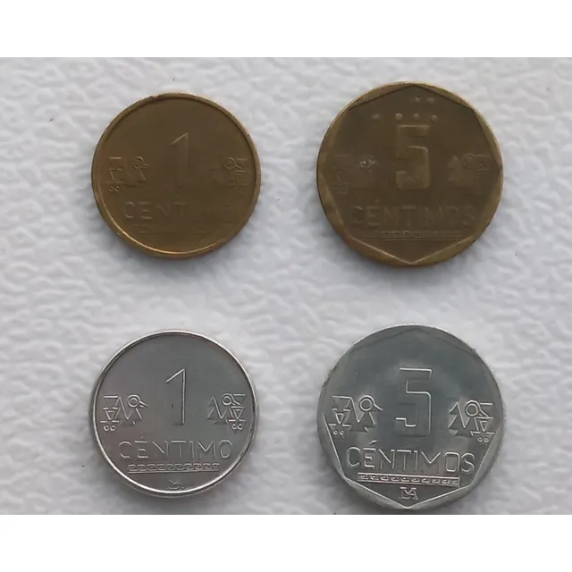 4 Monedas De Colección  1 Céntimo Y 5 Céntimos