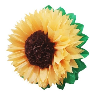 9 Girasoles De Papel China, Flores Pompon 50 Cms 9 Girasoles De Papel China, Flores Pompon 50 Cms